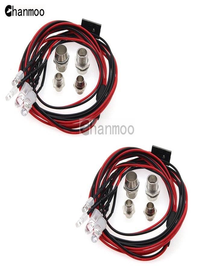 Chanmoo 2Pack 4Leds RC Car LED Lights White Headlights Red Taillight Kit Accessories for RC Buggy Truck Tank Crawler Car SCX10 SCX24 TRX4 TRX6 Slash Rustler Redcat 4WD Traxxas HSP Tamiya Redcat - Image 3